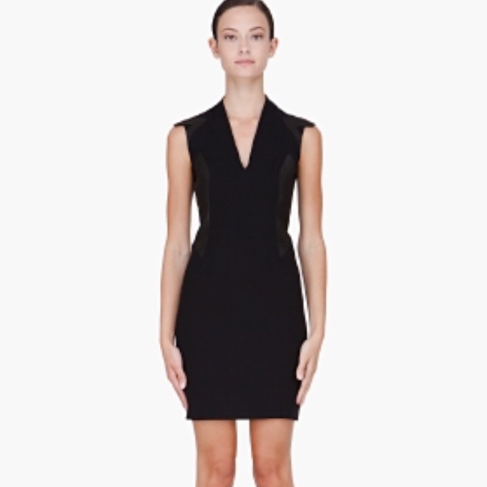 Helmut Lang Black Leather Paneled Dress - Size 2