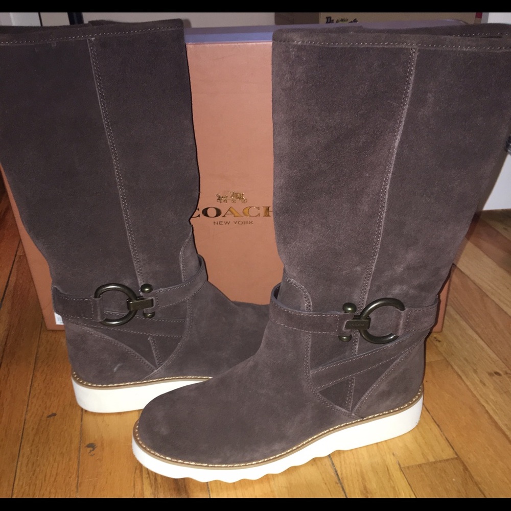 Coach chocolate suede winter boots
