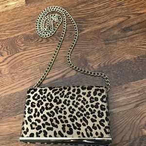 Banana Republic Leopard print gold chain clutch