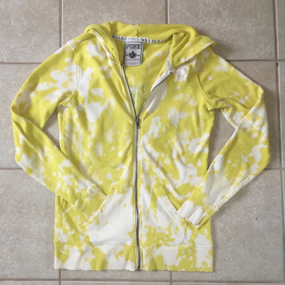VS PINK Yellow Tie Dye Hoodie - Picture 2 of 5