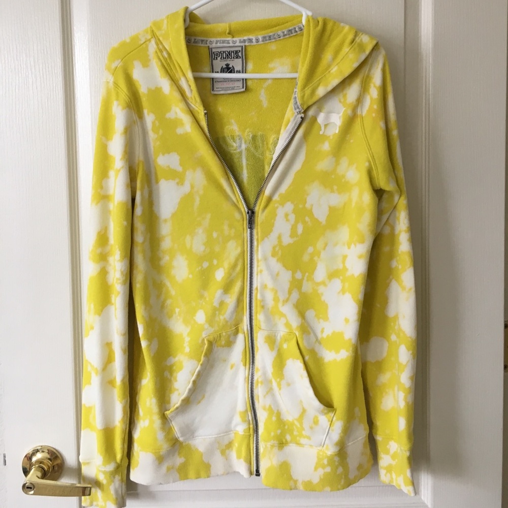 VS PINK Yellow Tie Dye Hoodie - Picture 3 of 5
