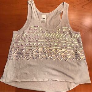 Pink sequence tank top