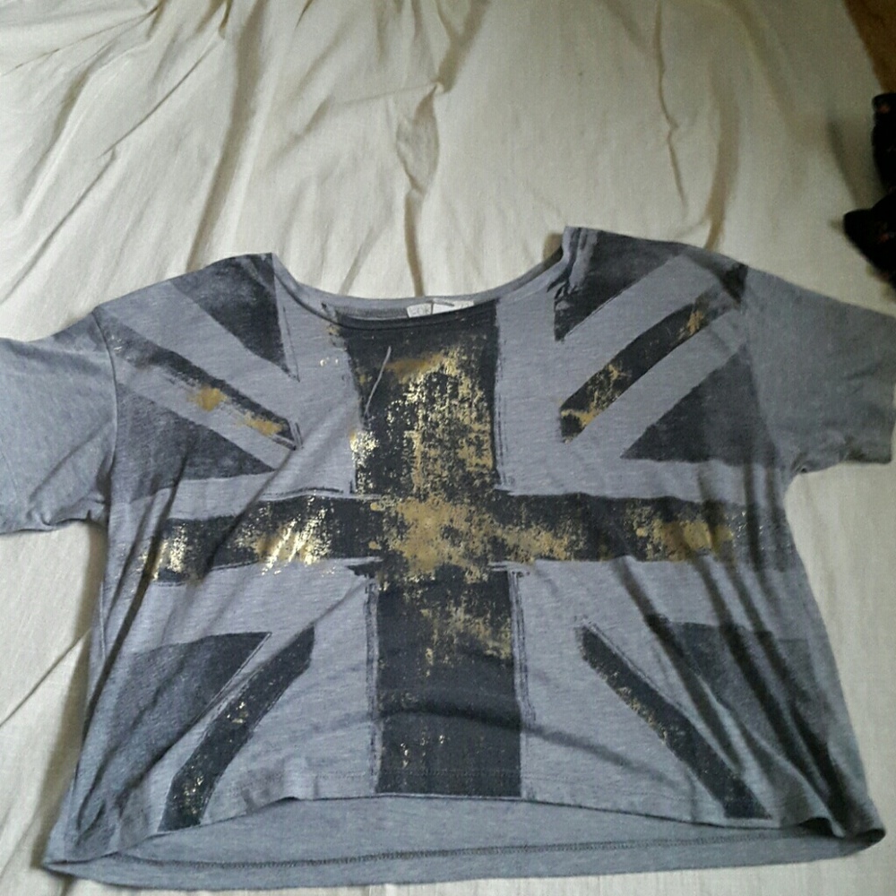Gray crop top with flag design
