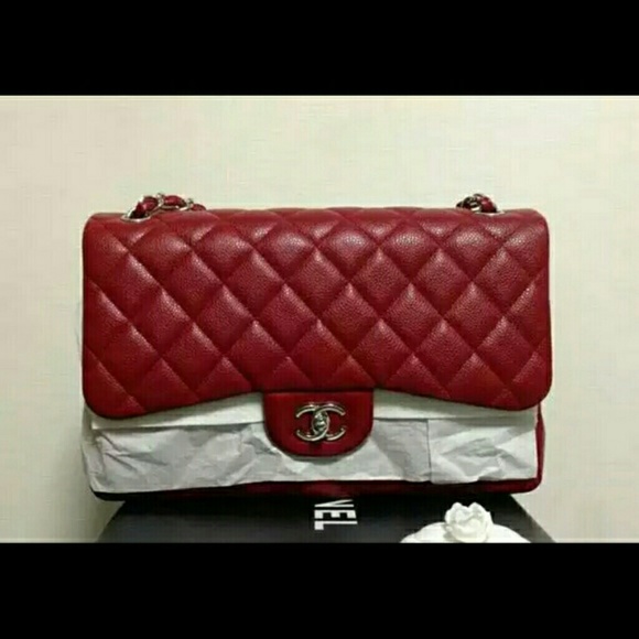 CHANEL Bags Authentic Chanel Red Caviar Jumbo Double Flap Bag