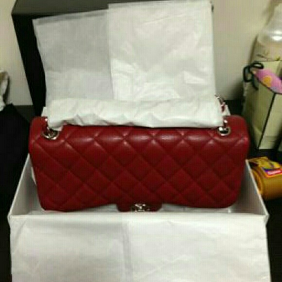 CHANEL Bags Authentic Chanel Red Caviar Jumbo Double Flap Bag