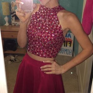 Two piece Raspberry homecoming dress