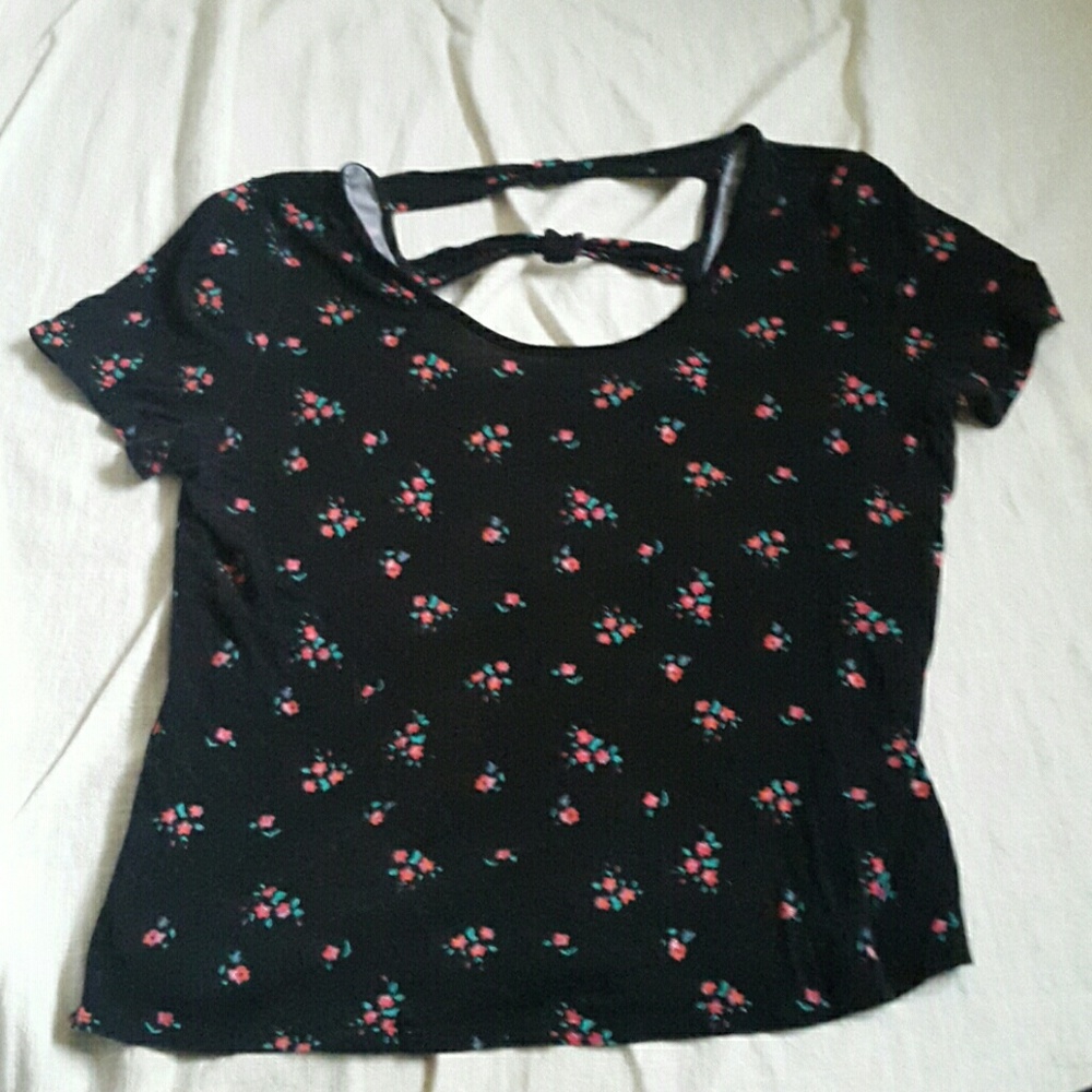 Floral crop top with open back