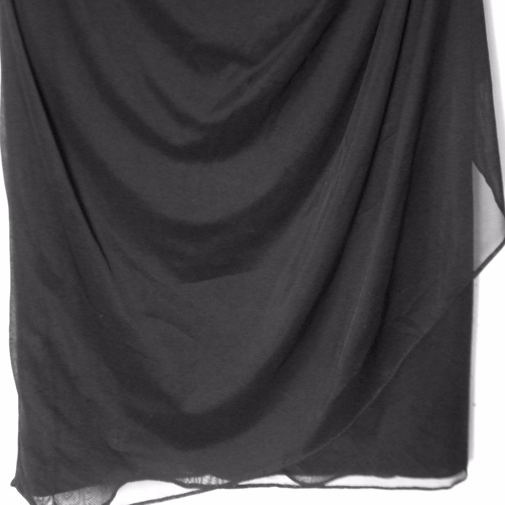 Black Sleeveless Lace-yoke Ruched Sheath Dress - Picture 8 of 8
