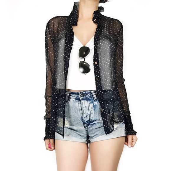 J. Crew Tops - J. Crew sheer silk polka dot button down blouse