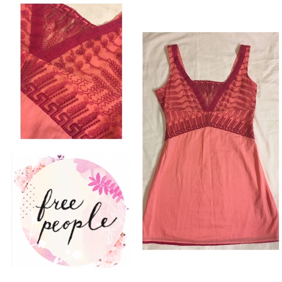 Free People Dresses & Skirts - Free People Embroidered Pink Dress Size 6