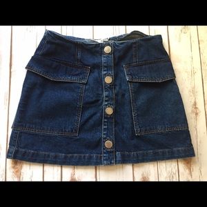 Topshop Moto Button Front Denim Skirt