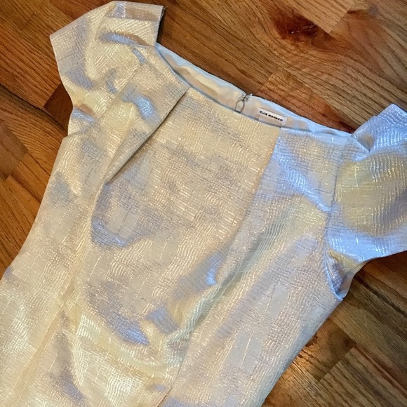 ✨Club Monaco off-white + silver metallic minidress - Picture 2 of 4