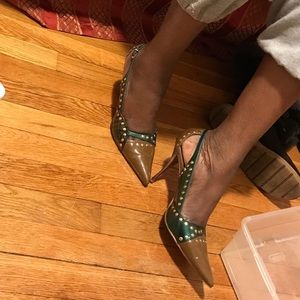 Green & brown pumps
