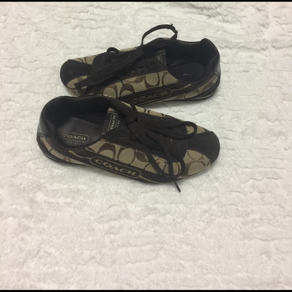 Brown and cream coach shoes