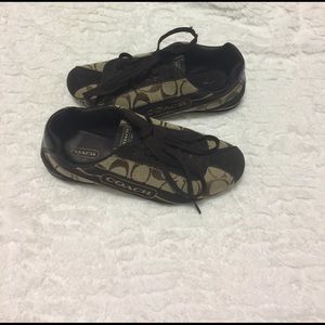 Brown and cream coach shoes
