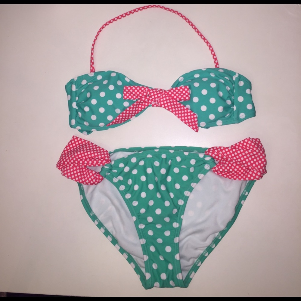 Polka Dot Bikini - Bandeau Top & Bikini Bottom