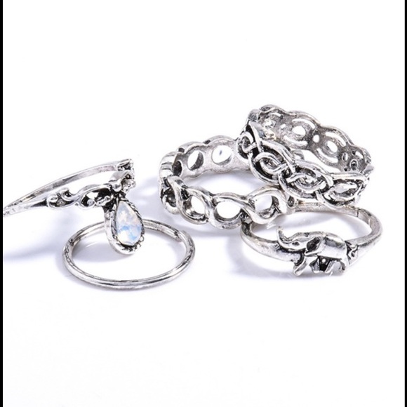 10 Piece Midi Ring Collection in silver boho style - Picture 4 of 4