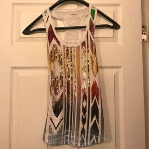 Express sequin tank top