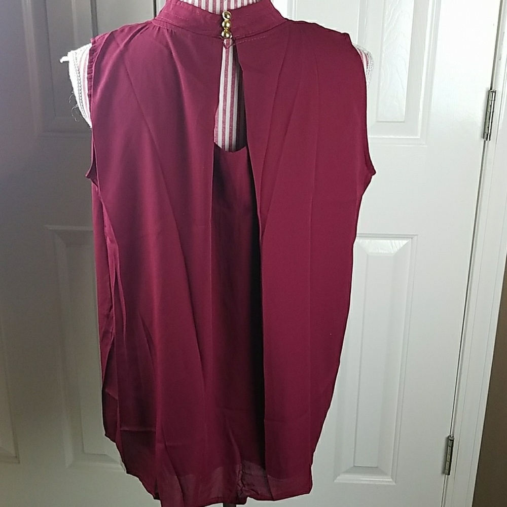 Plus Size Burgundy Chiffon Top - Picture 4 of 4