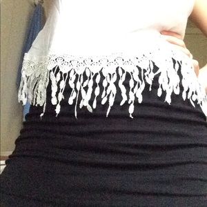 White crop top with fringe
