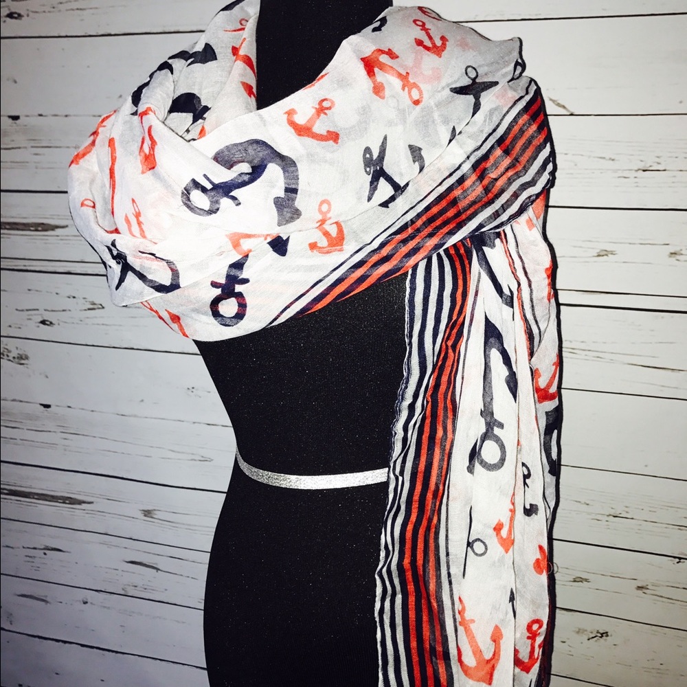 Red white and blue anchors scarf