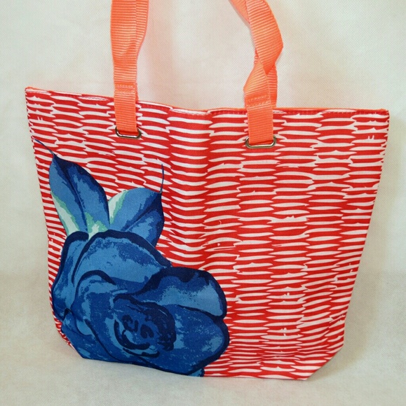 Lancome Handbags - 🆕 Lancome orange and blue rose tote bag