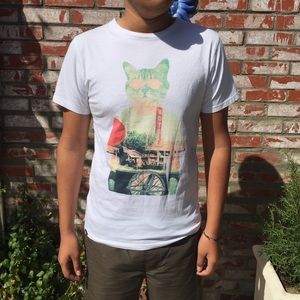 Graphic Cat White Short Sleeve