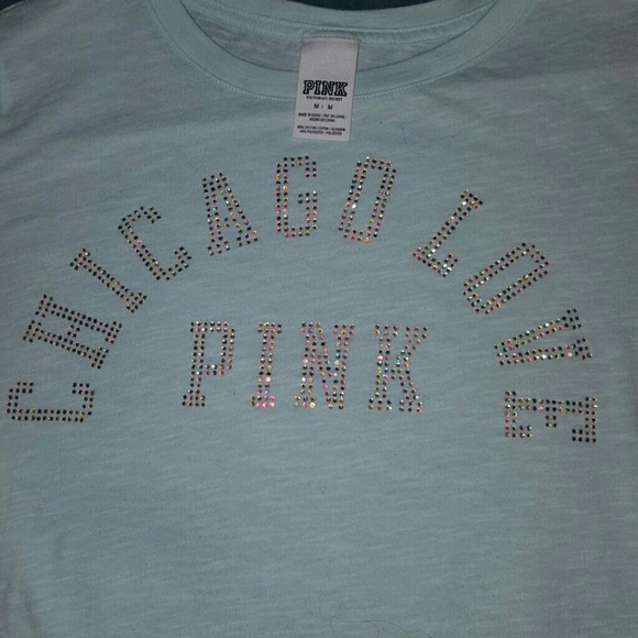 VICTORIA SECRET PINK BLING CHICAGO LOVE TEE MEDIUM - Picture 2 of 2
