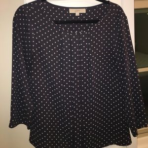 Cream polka dot flowy blouse