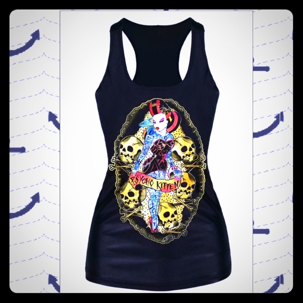 Psycho Kitten Fancy Print Tank Top