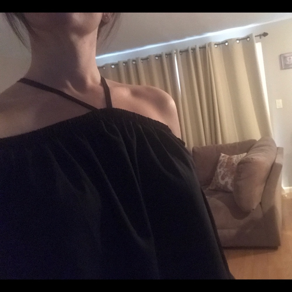 NEW Super cute black top with open shoulders
