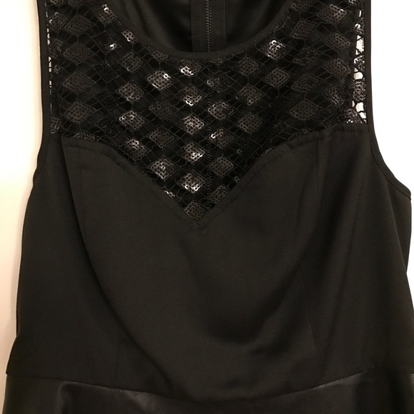 Sequin and leather Bebe peplum top - Picture 2 of 3