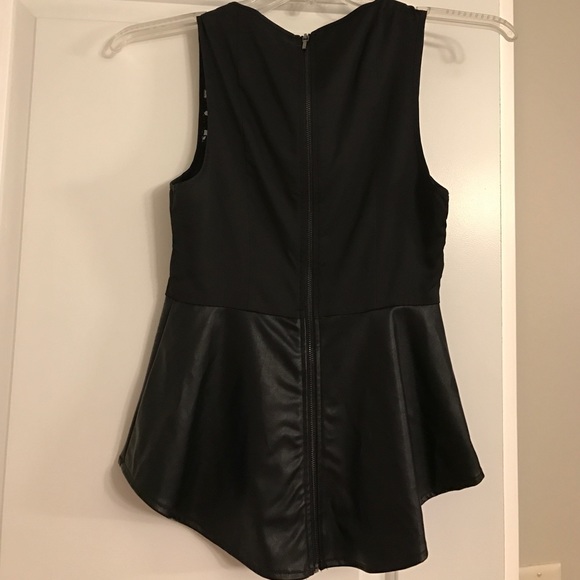 Sequin and leather Bebe peplum top - Picture 3 of 3