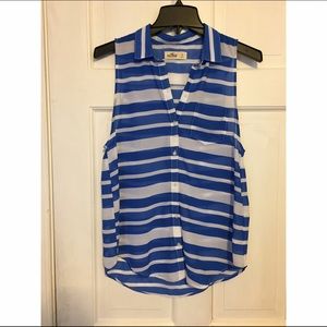 Sleeveless Sheer Striped Blouse