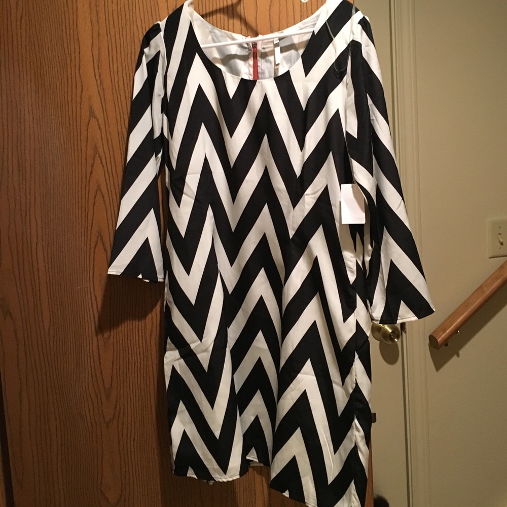 Black and white chevron dress