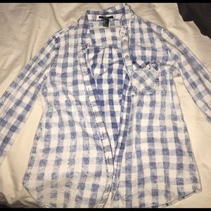 Denim checkered button up