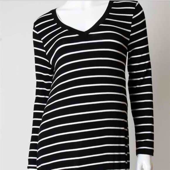 Zenana M Tops - Maternity Striped V-Neck Tee
