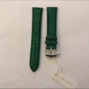 Michele 18mm strap in green lizard. New!