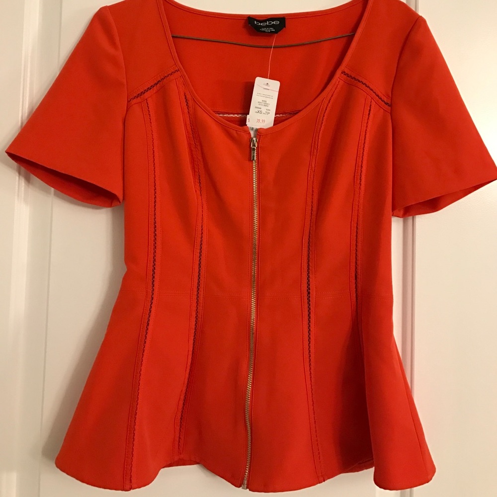 Blood orange zip up peplum