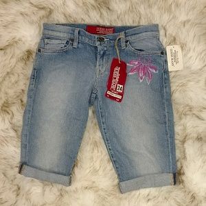 NWT Guess denim stretch long shorts.