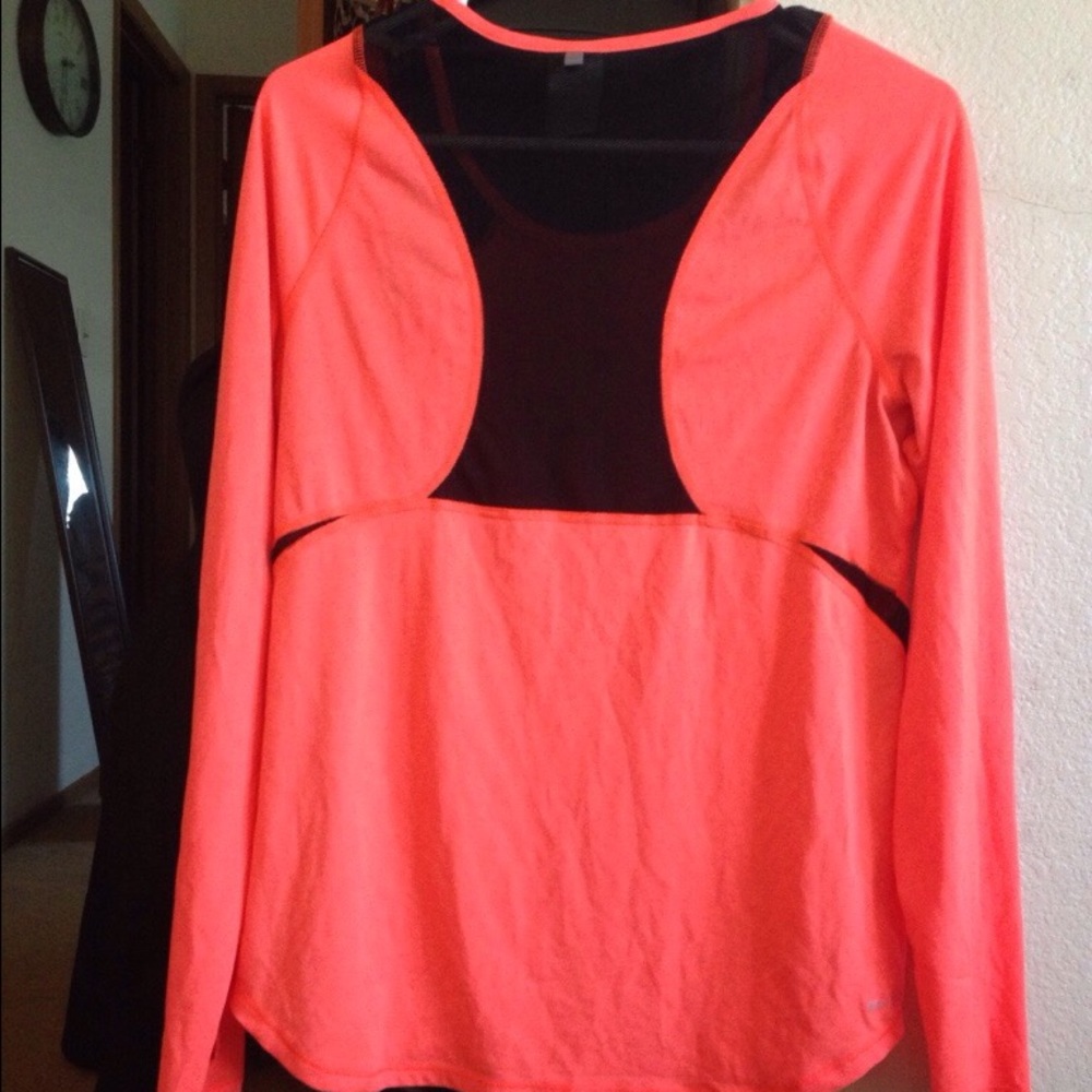 Nike orange and black workout top