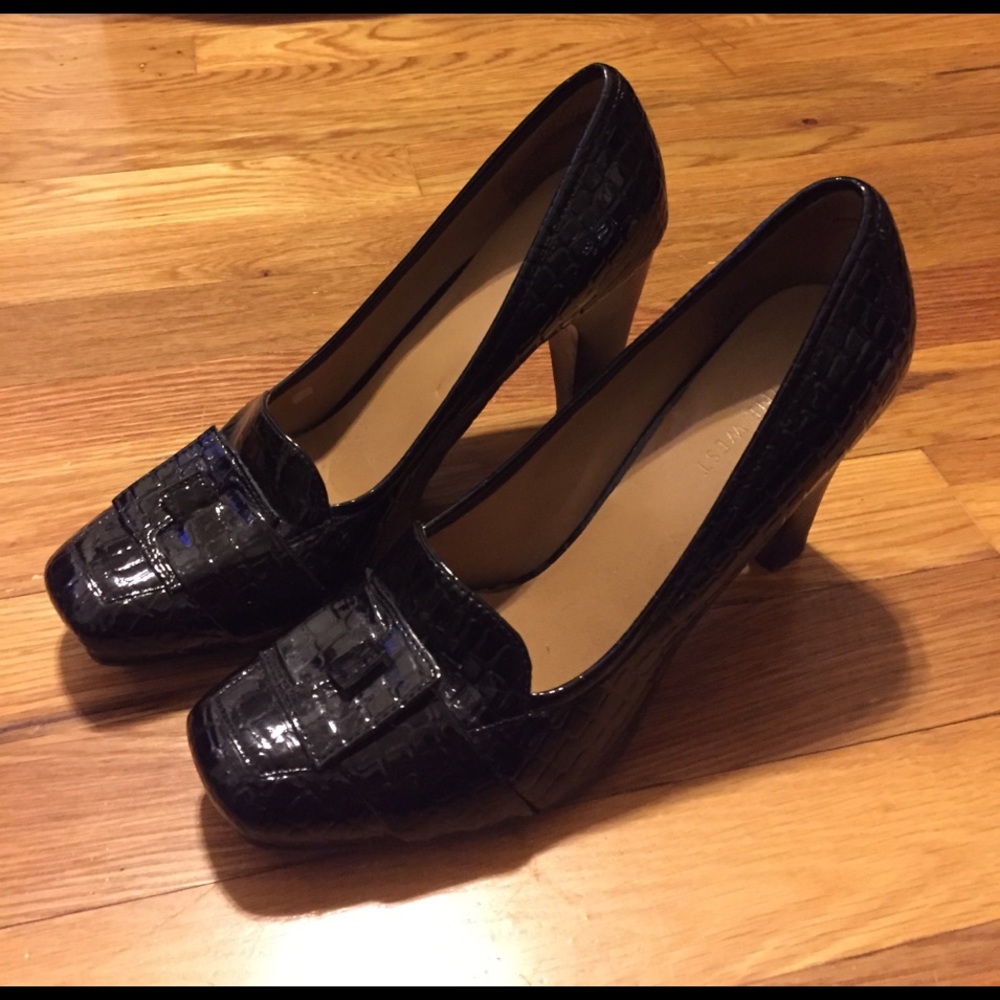 Black patent pumps