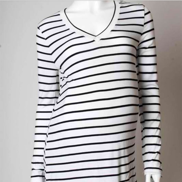 Zenana M Tops - Maternity Striped V-Neck Tee