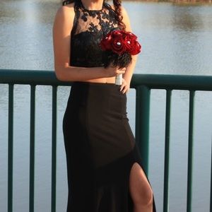 black two piece formal dress