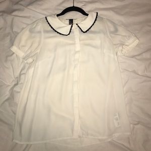 White Forever 21 sheer Peter Pan collared shirt