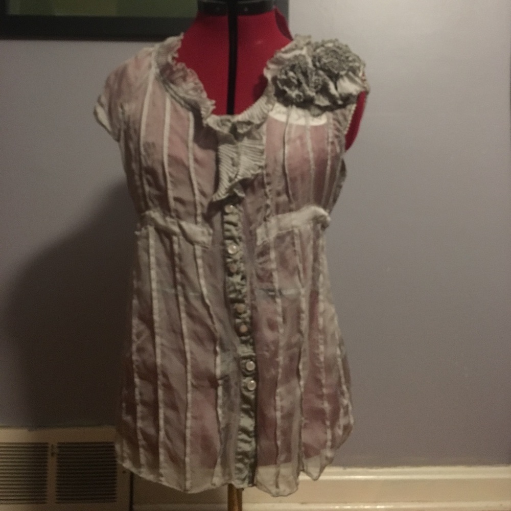 Sexy sheer top with ruffles