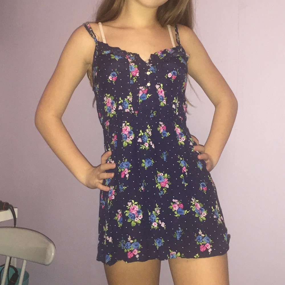 Navy Blue Floral Sun Dress