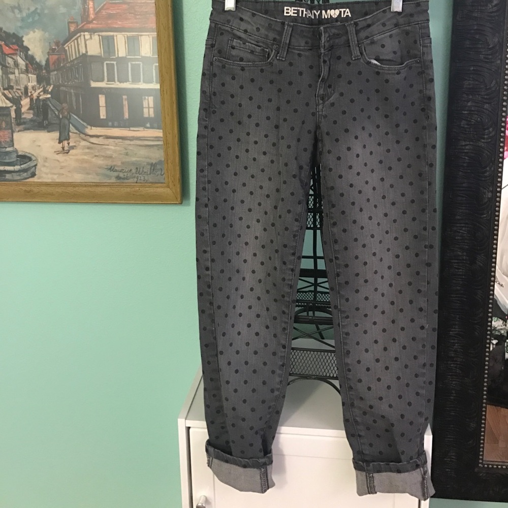 Bethany Mota cropped polka dot print jeans