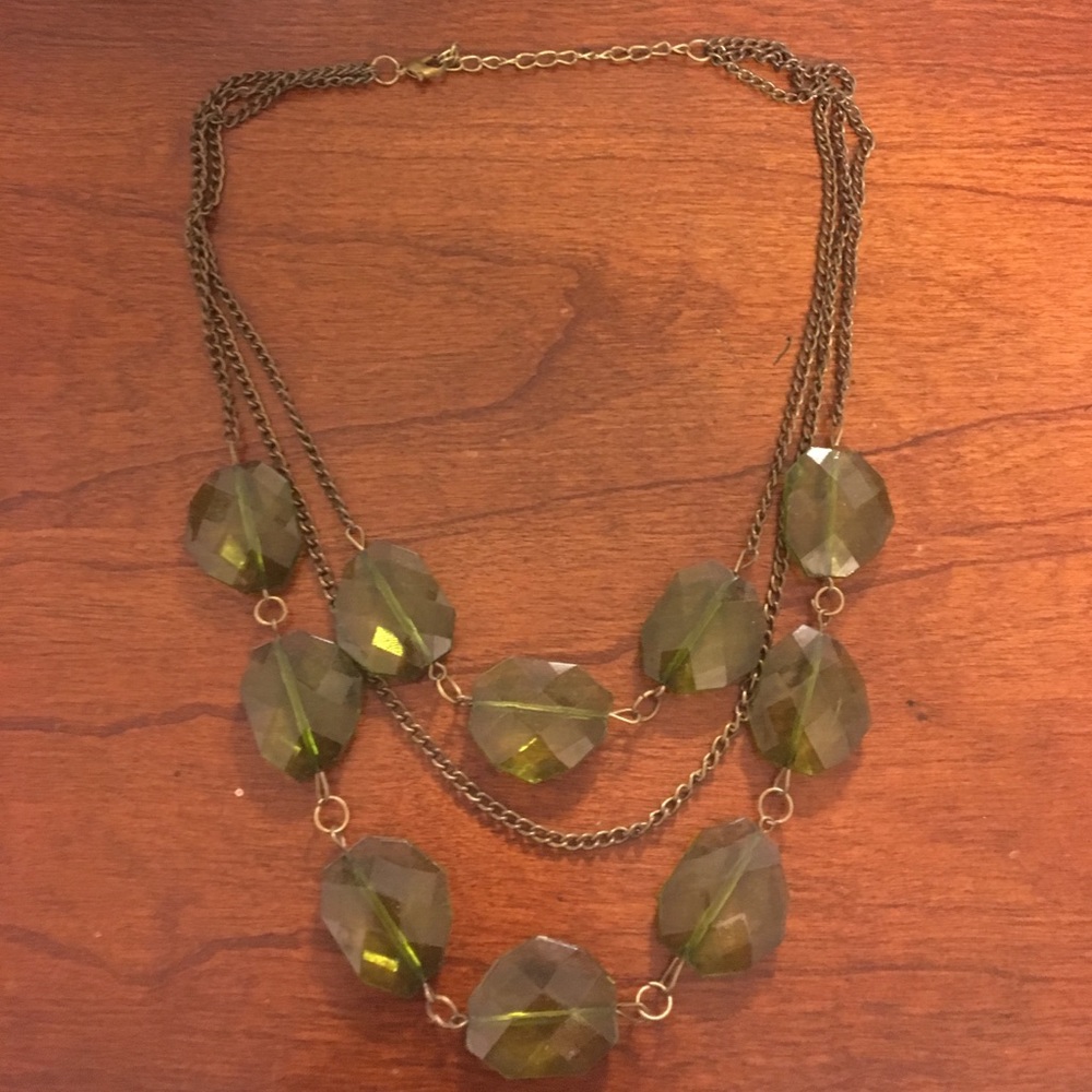 Emerald stone statement necklace