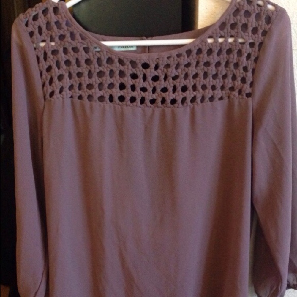 Purple draped back blouse